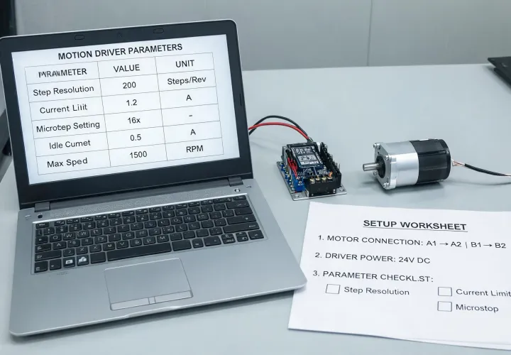 MEXE02 setup worksheet for motion driver